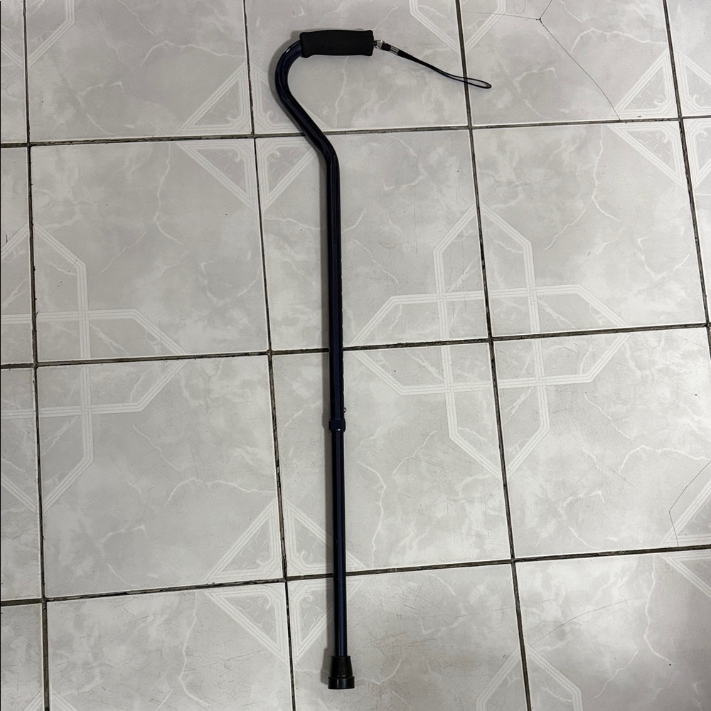 Unisex Adjustable Navy Blue Curved Handle Walking Cane